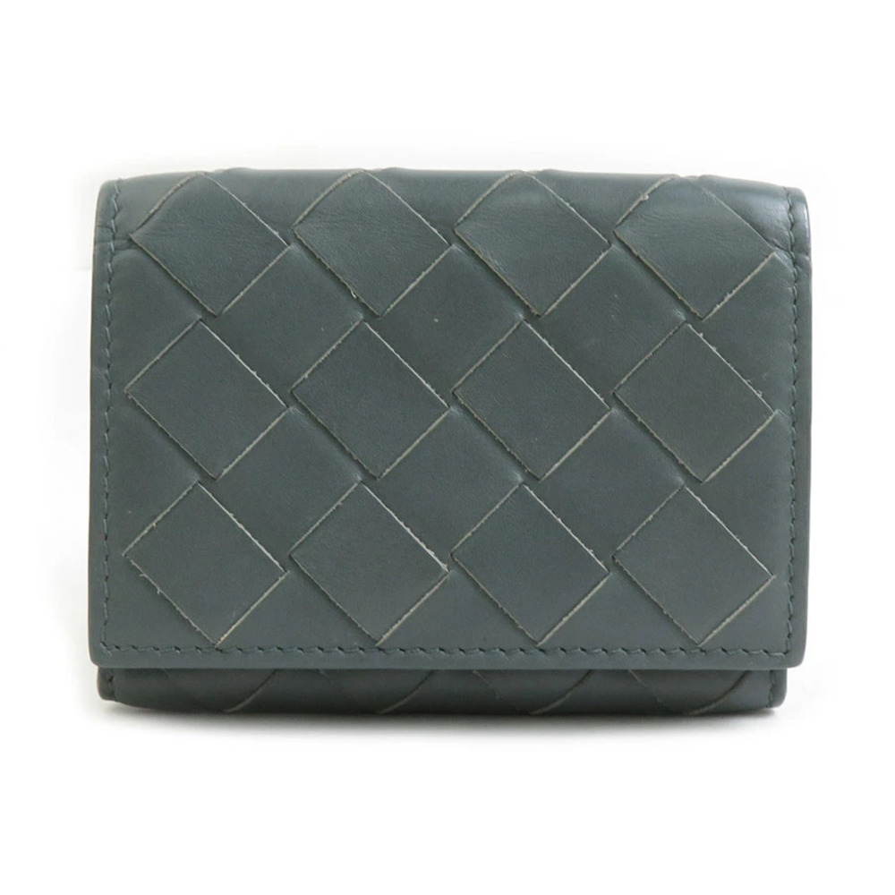 Bottega Veneta tri fold wallet Intrecciato leather gray